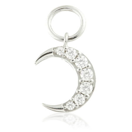TL - 9ct Gold Jewelled Moon Charm for Hinge Rings