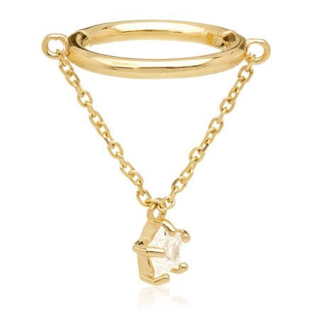 TL - Gold Conch Ring with Hanging Jewelled Star TL - Gold Conch Ring with Hanging Jewelled Star
