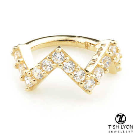 TL - Gold CZ Pavé Zig-Zag Hinge Ring