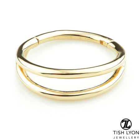 TL - Gold Double Band Hinge Conch Ring