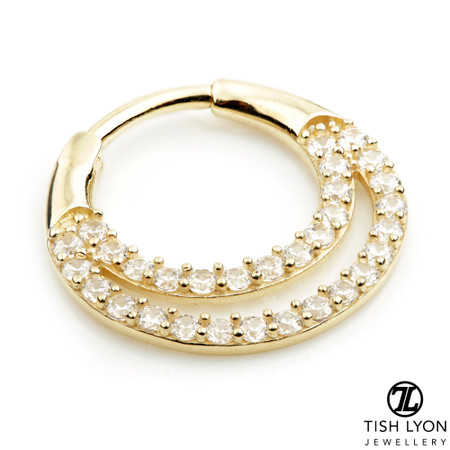 TL - Gold Double Jewelled Band Daith Ring TL - Gold Double Jewelled Band Daith Ring