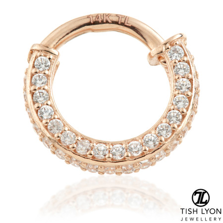 TL - Gold Double Sided Pave Gem Hinge Ring
