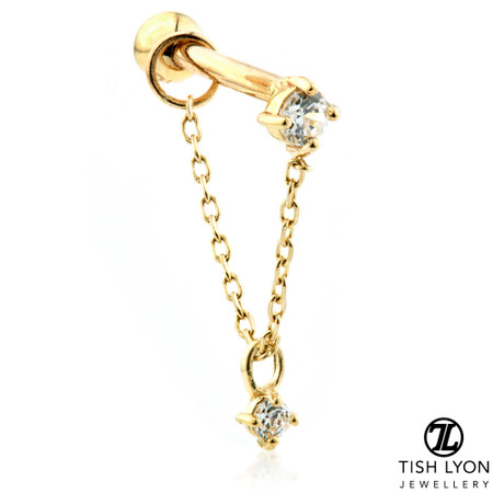 TL - 14K Gold Gem Bar with Gem Chain