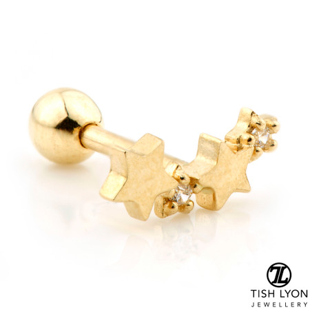TL - Gold Gem Stars Cartilage Bar