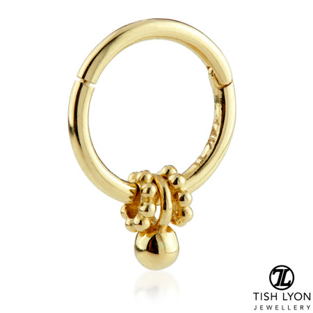 TL - Gold Hinge Segment Ring with Bead-Ball Charms