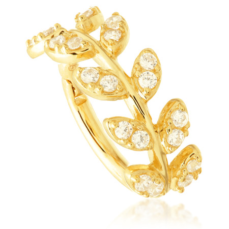 TL - Gold Jewelled Vine Leaf Hinge Ring