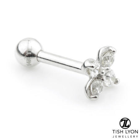 TL - 9K Gold Monogram Gem Flower Cartilage Bar