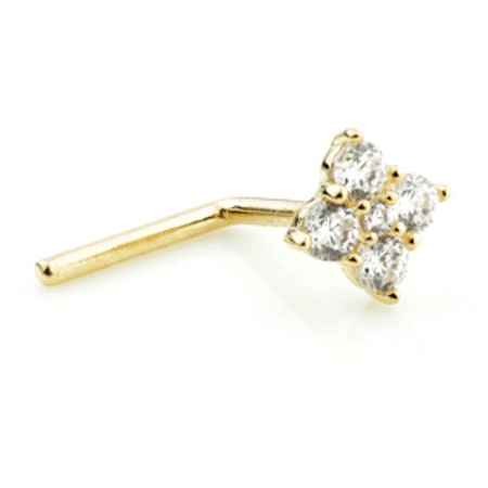 TL - 14ct Gold Multi Gem Square Bent Nose Stud