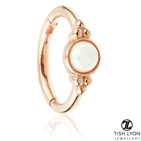 TL - Gold Opal Tri-Dot Hinge Ring