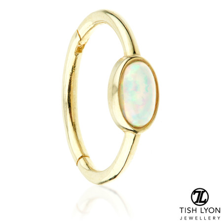 TL - Gold Oval Opal Hinge Ring