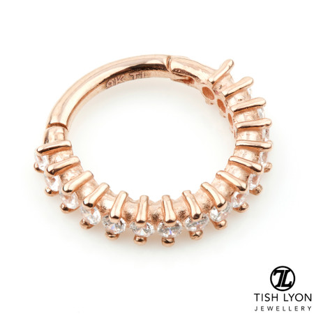 TL - Gold Prong Set Gem Eternity Hinge Ring