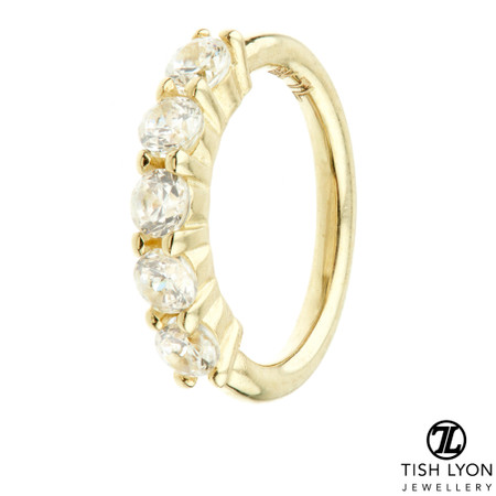 TL - 9ct Gold Prong Set Jewelled Twist Ring
