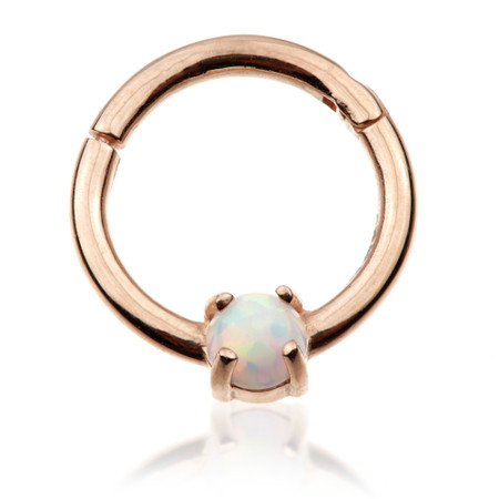 TL - Gold Prong Set Opal Hinge Ring