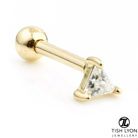 TL - 14K Gold Triangle Gem Cartilage Bar