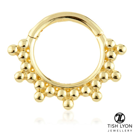 TL - Gold Tribal Ball Hinge Ring
