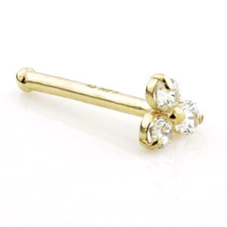 TL - 14ct Gold Trinity Gem Bar Nose Stud