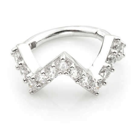 TL - Silver CZ Pav√© Zig-Zag Hinge Ring