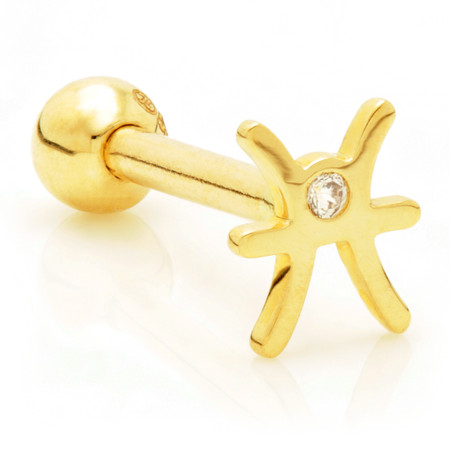 TL - Solid Gold Jewelled Zodiac Pisces Microbar