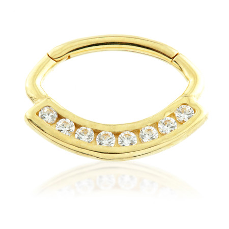 TL- 18ct Gold Multi Jewelled Swarovski Daith Ring TL- 18ct Gold Multi Jewelled Swarovski Daith Ring