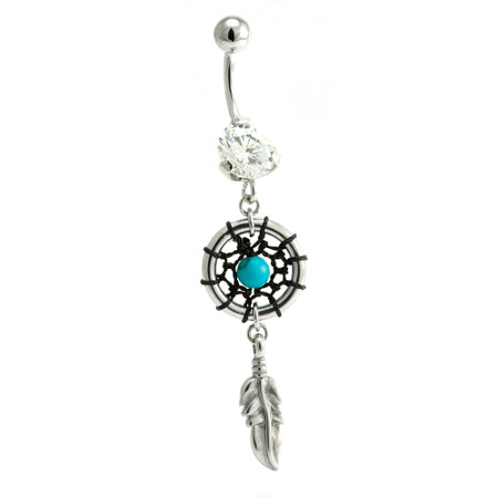 Turquoise Double Jewelled Belly Bar