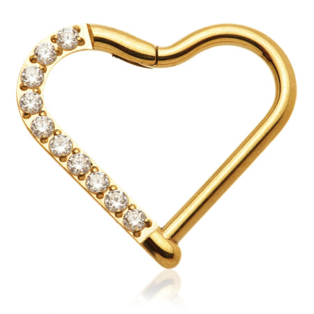 Zircon Gold Ti Couture Half Pavé Open Heart Shaped Ring