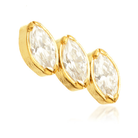 Zircon Gold Ti Internal Side Triple Jewelled Marquise Attachment Zircon Gold Ti Internal Side Triple Jewelled Marquise Attachment