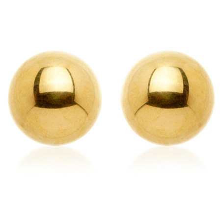 Zircon Gold Ti Plain Ball Stud Earrings