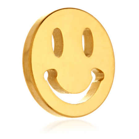 Zircon Gold Ti Threadless Smiley Emoji Attachment