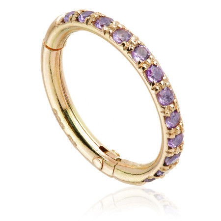 TL- 14ct Gold Full Pavé Amethyst Hinge Ring