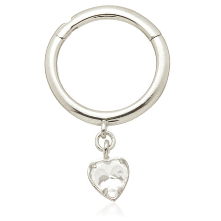 TL - Gold Hinge Segment Ring With Jewelled Heart Charm