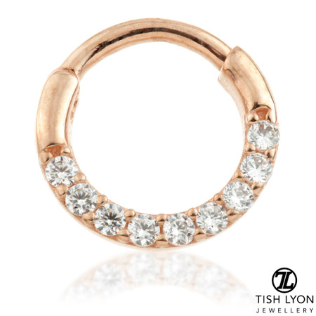 TL - 9ct Gold Pavé Gems Daith Septum Ring