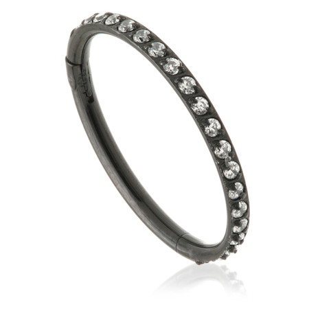 Evil Black Ti Couture Full Pavé Gems Hinged Ring