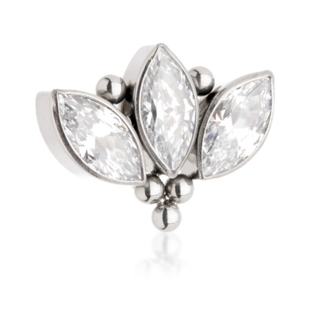 Ti Internal Jewelled Triple Marquise with Tri Bead Attachment (0.9mm thread)