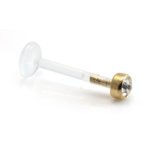 18ct Gold Gem Ball Bioplast Labret - 3mm