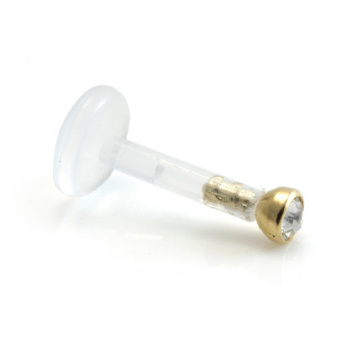 18ct Gold Gem Ball Bioplast Labret - 2mm