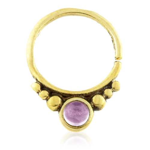 1x Amethyst Brass Open Ring