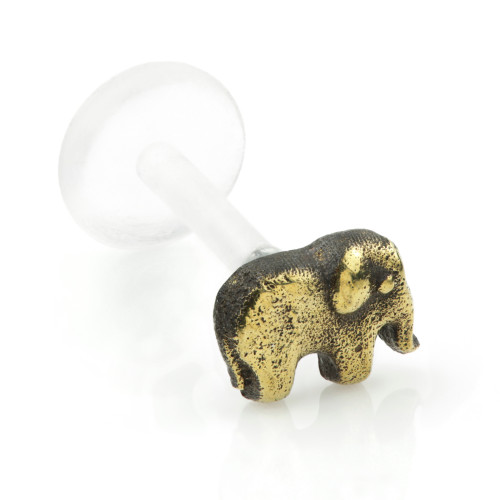 1x Brass Elephant & Plastic Labret