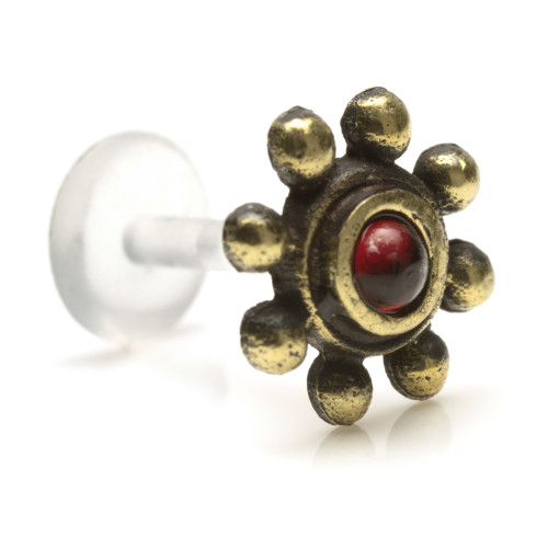 1x Garnet Brass & Plastic Labret