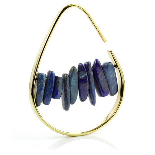 1x Lapis Lazuli Pieces on Brass Ear Circular Tear