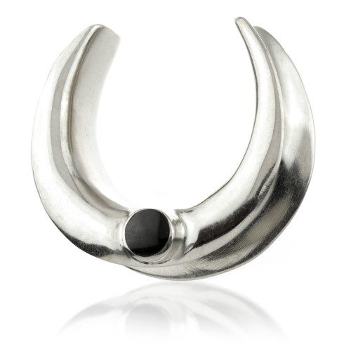 1x Silver Brass Saddle Plug with Black Shell