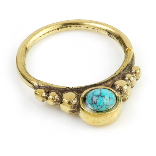 1x Turquoise Brass Open Ring-1