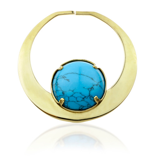 1x Turquoise Brass Tunnel Charm