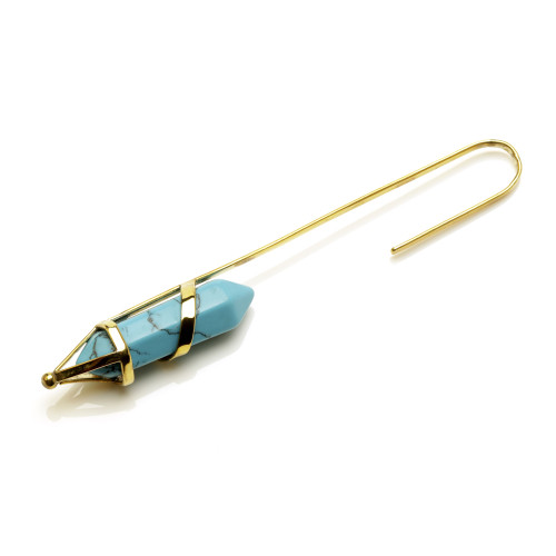 1x Turquoise Pendant on Brass Drop