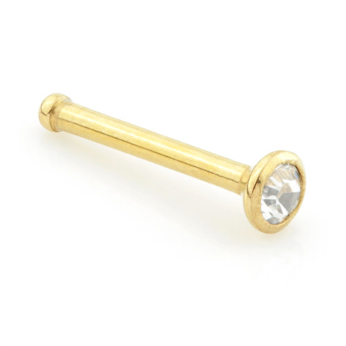 24K Gold PVD Steel Gem Nose Bone