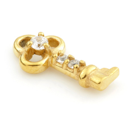 24K Gold Steel Crystal Key Charm for Hinge Segment Ring / BCR