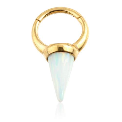24K Gold Steel Hinged Spike Opal Hinge Ring 1.2mm