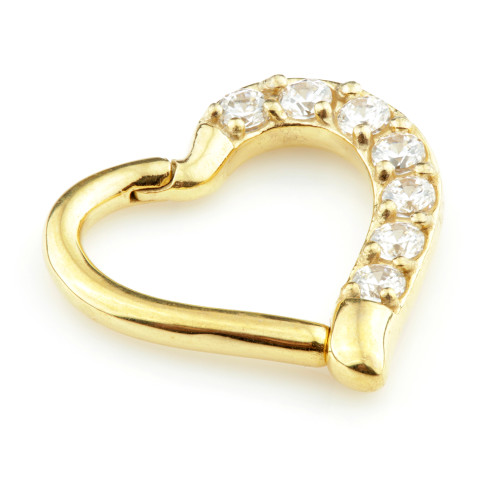 24K Gold Steel Multi Gem Hinge Heart Ring