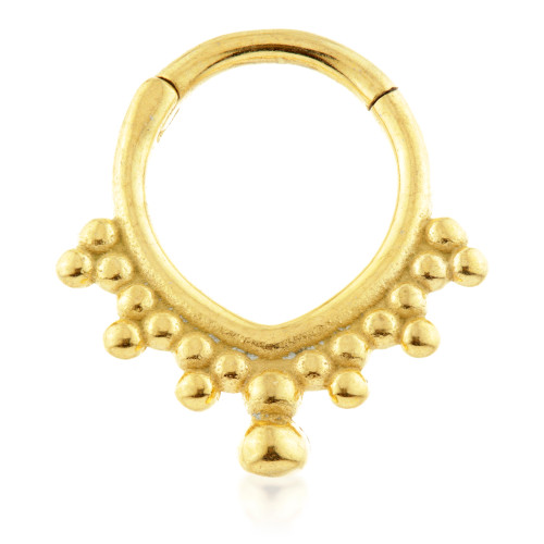24K Gold Steel V Shape Hinge Segment Ring