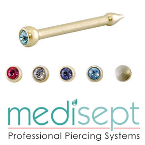 3x Champagne Titanium Rose Medisept Nose Stud