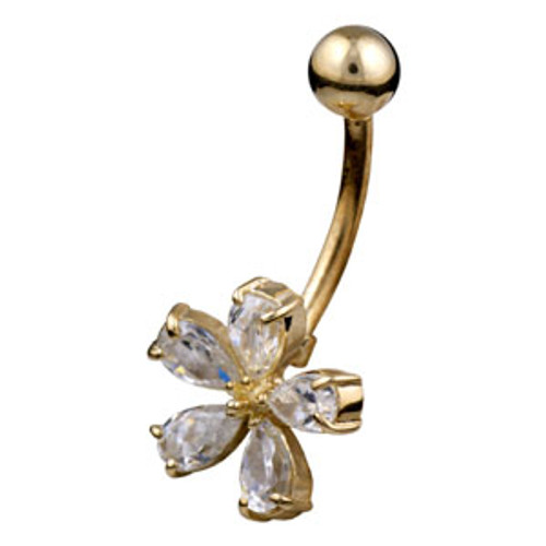 9ct Flower Belly Bar